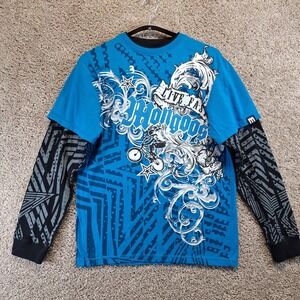 Mongoose Graphic Tee Men XL Blue Live Fast Long Sleeve Double Layer Skater Y2K